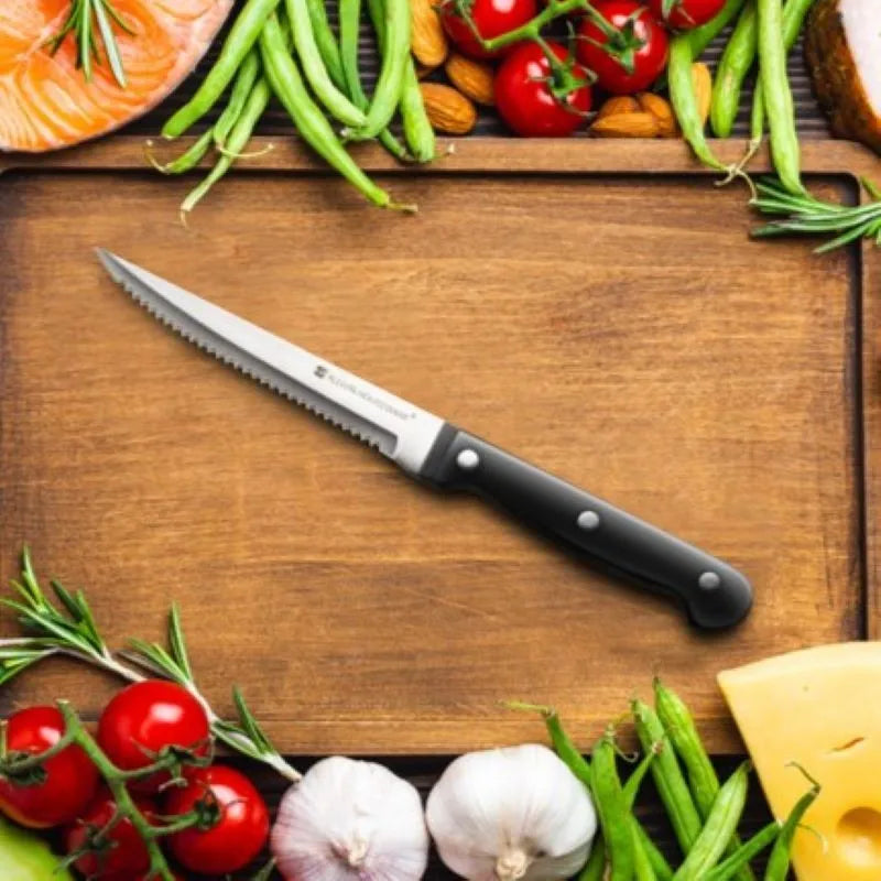 4/6/8/12 Pcs Steak Knives Forks Set Sharp Blade Black PP Handle Outdoor BBQ Picnic Meat Cutter Multi-function Fish Cutting Knife