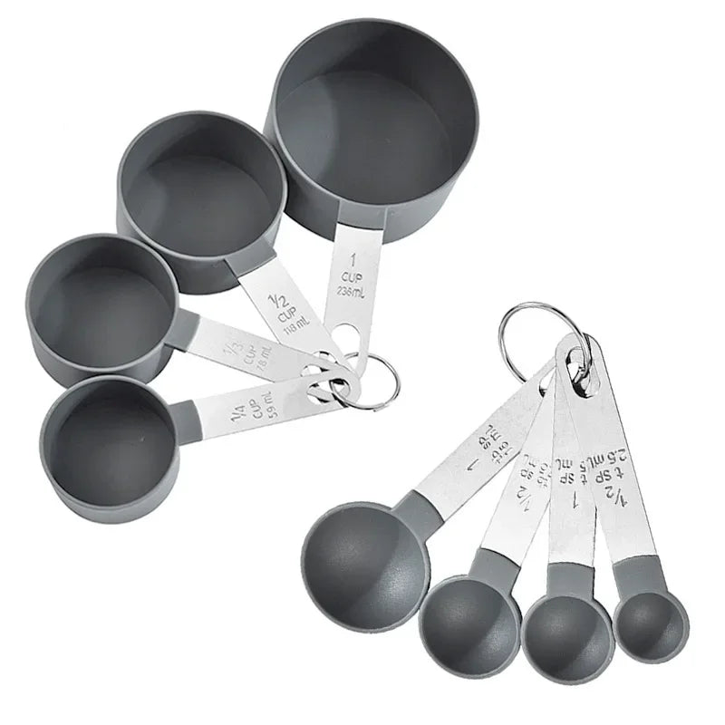 8PCS/set Stainless Steel Measuring Cup and Spoon Set with Scale for Accurate Baking and Cooking Grain Dessert Measuring Tools