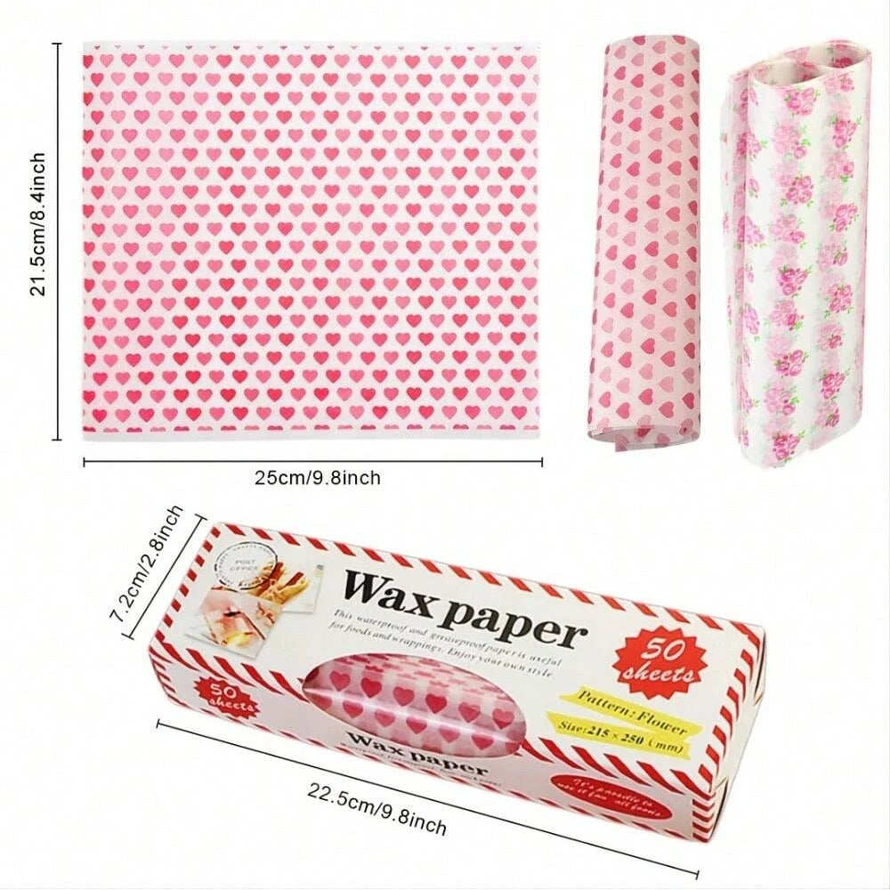 50Pcs Wax Paper Food Wrapping Paper Greaseproof Baking Soap Packaging Paper Sandwich Hamburger Food Candy Greaseproof Wax Paper