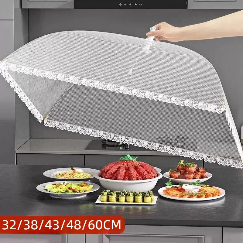Foldable Food Mesh Cover Fly Anti Mosquito Pop-Up Food Cover Umbrella Meal Vegetable Fruit Breathable Cover Kitchen Accessories