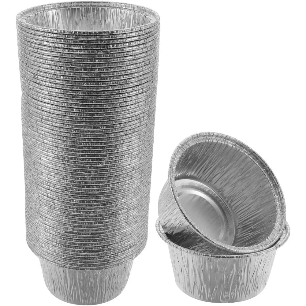 50Pcs Disposable Aluminum Tin Foil Baking Pans Non-stick Practical Baking Cup Tray Food Grade Fast Heating Cupcake Mold Cakes