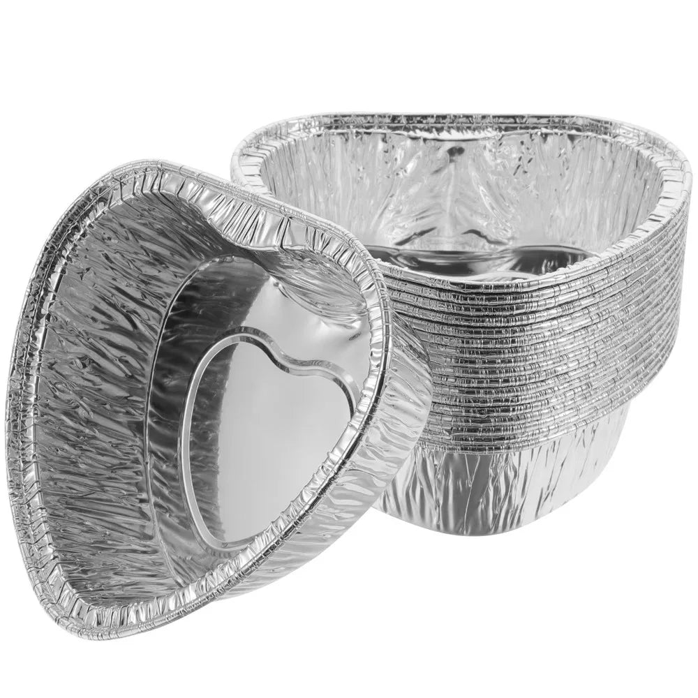 50Pcs Disposable Aluminum Tin Foil Baking Pans Non-stick Practical Baking Cup Tray Food Grade Fast Heating Cupcake Mold Cakes