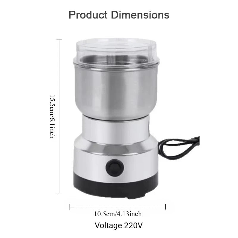 1 Pcs Multifunctional Electric Grain Grinder, 4-Blade Stainless Steel Coffee Nut Bean Chopper Grinder for Home Kitchen EU 220V