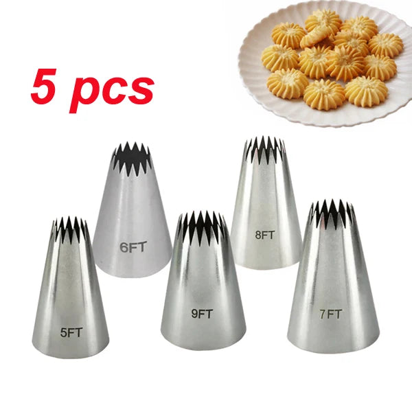 5FT/6FT/ 7FT/ 8FT/ 9FT Stainless Steel Cream Cupcake Pastry Nozzles Cake Decorating Icing Piping Tips Baking Tools