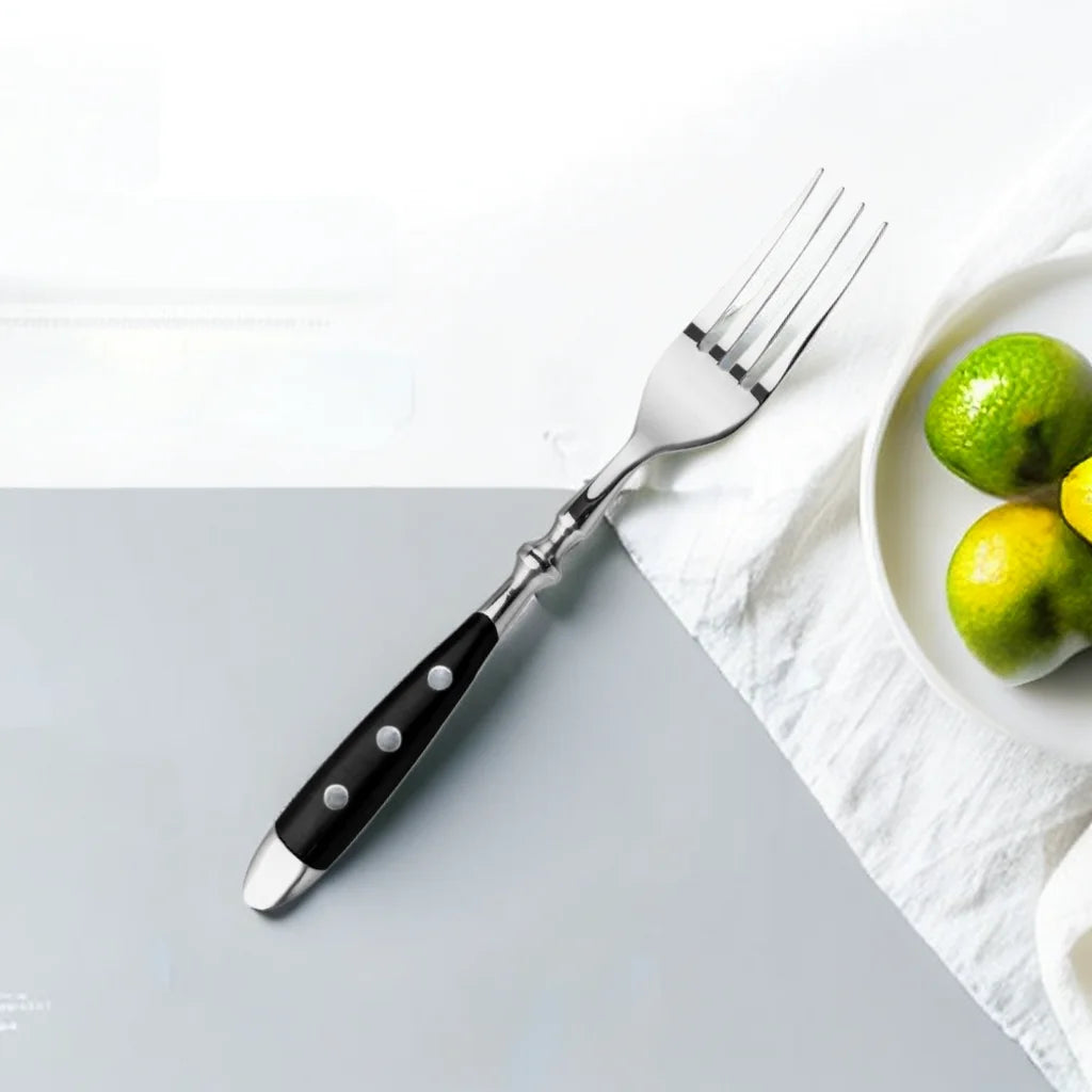 4/6/8/12 Pcs Steak Knives Forks Set Sharp Blade Black PP Handle Outdoor BBQ Picnic Meat Cutter Multi-function Fish Cutting Knife