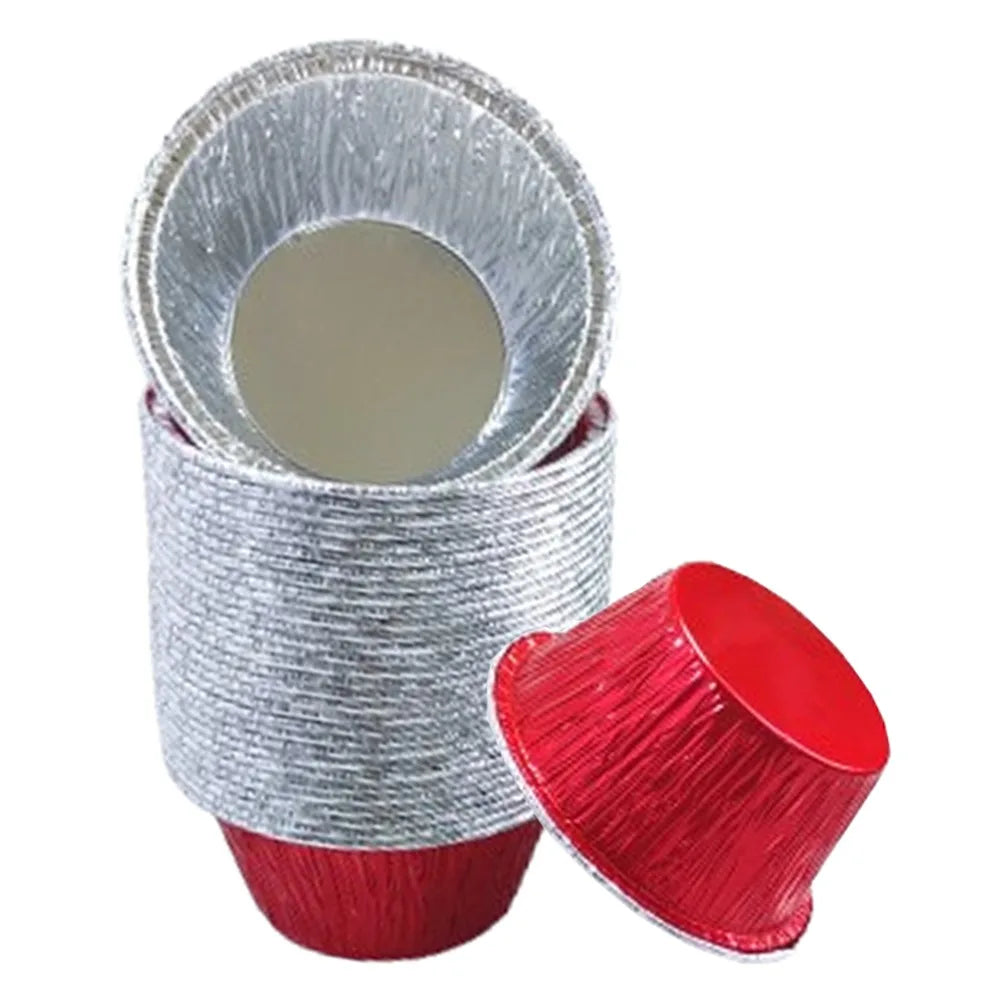 50Pcs Disposable Aluminum Tin Foil Baking Pans Non-stick Practical Baking Cup Tray Food Grade Fast Heating Cupcake Mold Cakes