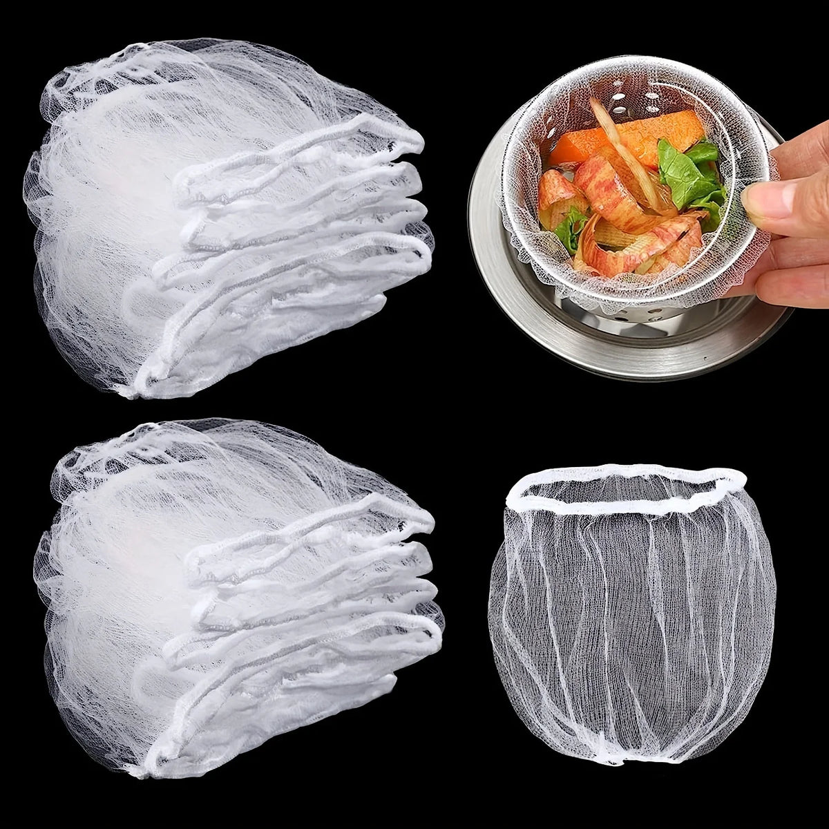 100pcs Disposable Kitchen Sink Filters 100Pack Fabric Kitchen Sink Strainers - Disposable Food Waste Catcher Bags, Easy Drain