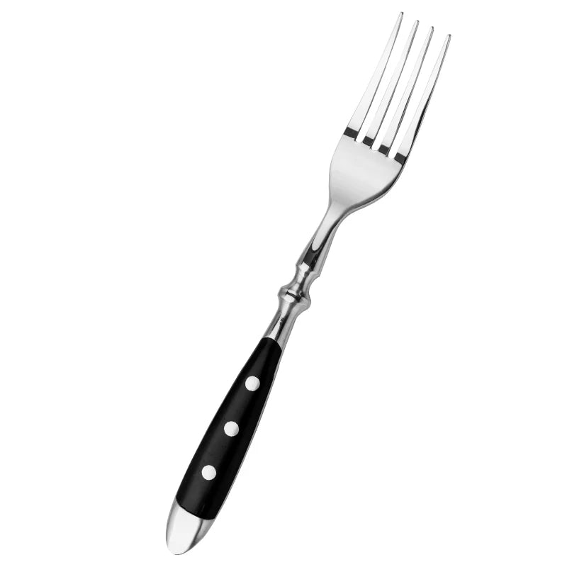 4/6/8/12 Pcs Steak Knives Forks Set Sharp Blade Black PP Handle Outdoor BBQ Picnic Meat Cutter Multi-function Fish Cutting Knife