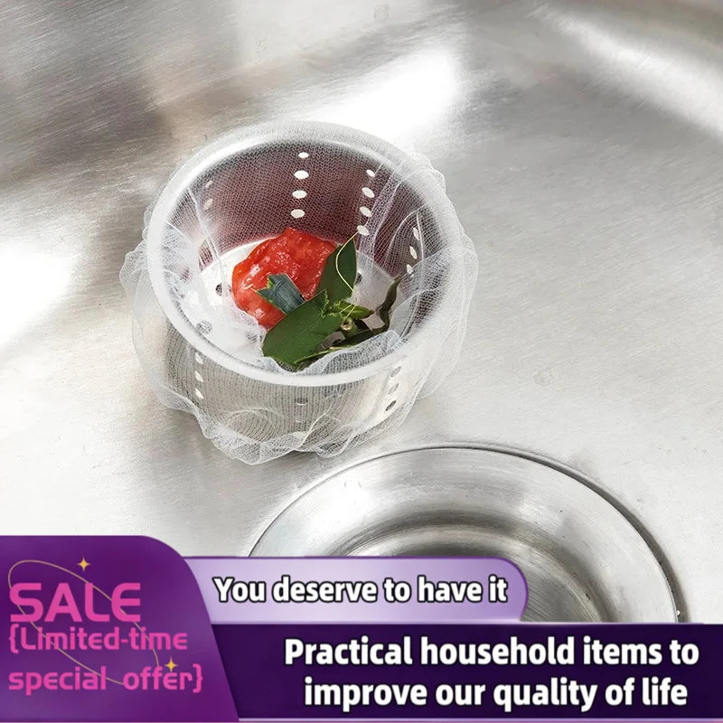 100pcs Disposable Kitchen Sink Filters 100Pack Fabric Kitchen Sink Strainers - Disposable Food Waste Catcher Bags, Easy Drain