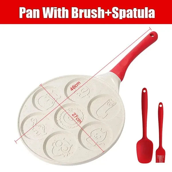 7 Cup Pancake Pan Nonstick Breakfast Griddle Dinosaur Animals Waffle Maker Pancake Mold Pan for Kids Egg Omelet Crepe Frying Pan