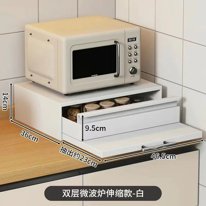 Pull-Out Kitchen Storage Rack Drawer Microwave Racks , Modern Design Organizer for Oven, Microwave, Coffee Maker Organiation