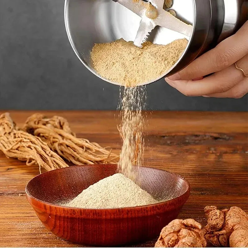 1 Pcs Multifunctional Electric Grain Grinder, 4-Blade Stainless Steel Coffee Nut Bean Chopper Grinder for Home Kitchen EU 220V