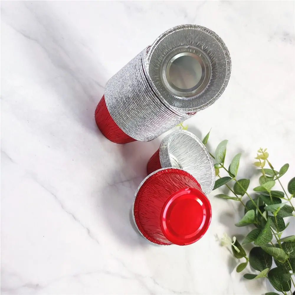 50Pcs Disposable Aluminum Tin Foil Baking Pans Non-stick Practical Baking Cup Tray Food Grade Fast Heating Cupcake Mold Cakes