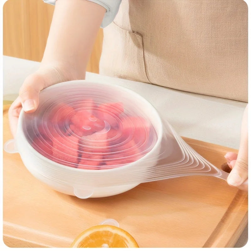 6pcs Silicone Bowl Lids, Flexible Sealed, Elastic Food Storage Covers, Reusable, Dishwasher & Microwave Safe, High-Quality