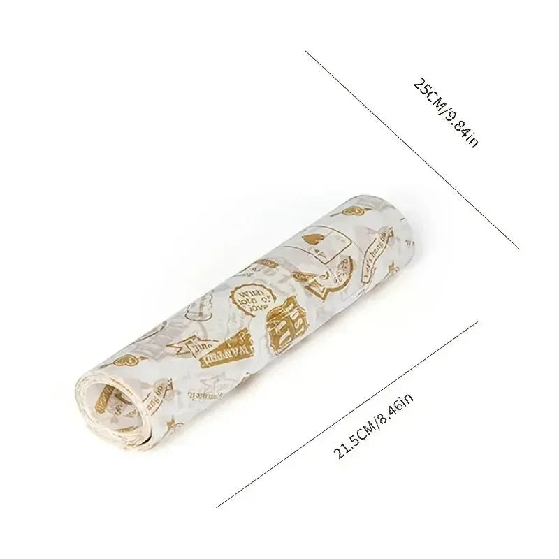50pcs Food Wrapping Paper Food Grade Oil Wax Paper Oil-free Air Fryer Baking Wax Paper Packaging Burger Oil Paper Baking Tool