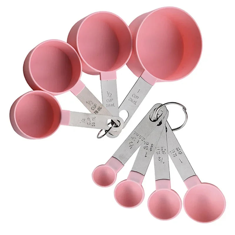 8PCS/set Stainless Steel Measuring Cup and Spoon Set with Scale for Accurate Baking and Cooking Grain Dessert Measuring Tools