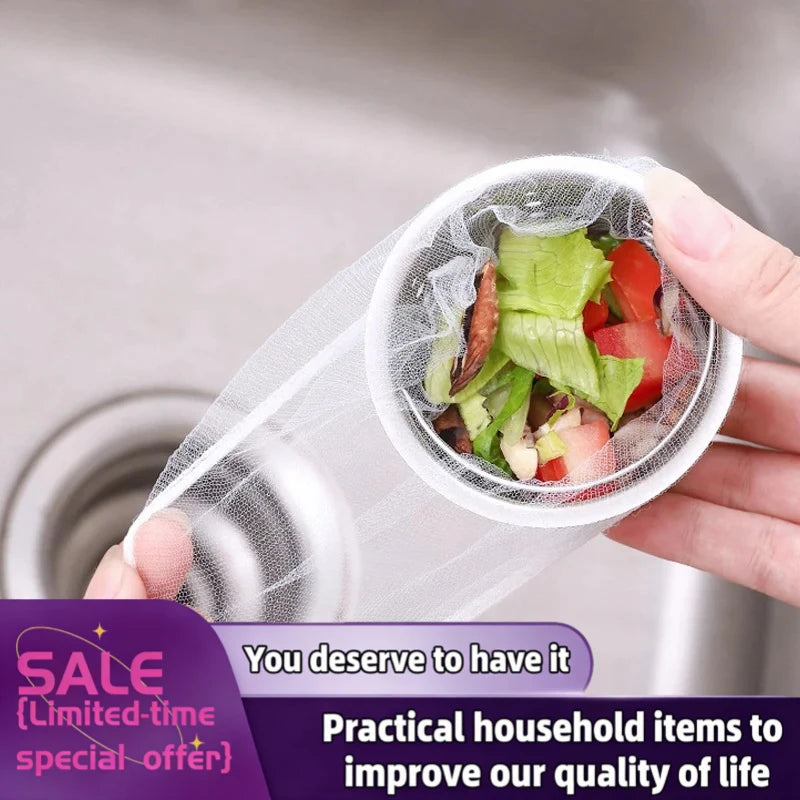 100pcs Disposable Kitchen Sink Filters 100Pack Fabric Kitchen Sink Strainers - Disposable Food Waste Catcher Bags, Easy Drain