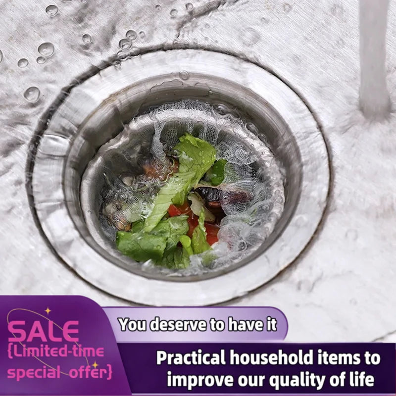 100pcs Disposable Kitchen Sink Filters 100Pack Fabric Kitchen Sink Strainers - Disposable Food Waste Catcher Bags, Easy Drain