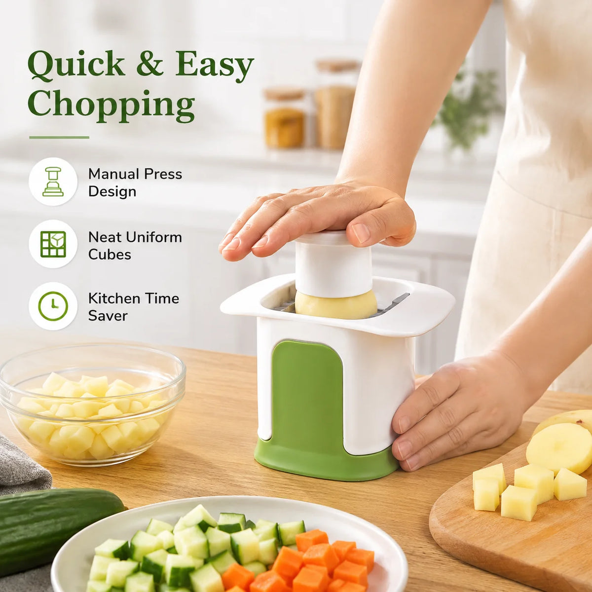 Vegetable Dicer Hand Press Food Chopper Portable Slicer Cucumber Cutter for Outdoor Camping Kitchen