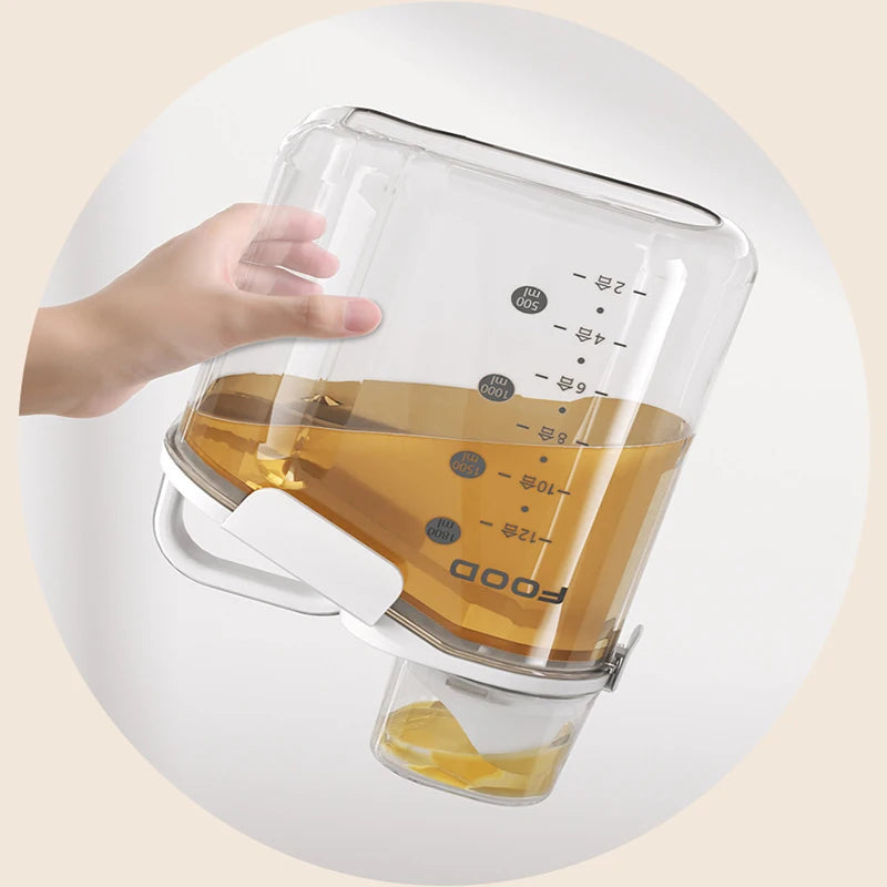 Airtight Cereal Storage Container, 1600/2000/2800ml Grain Dispenser with Measuring Cup for Rice, Beans and Dry Food