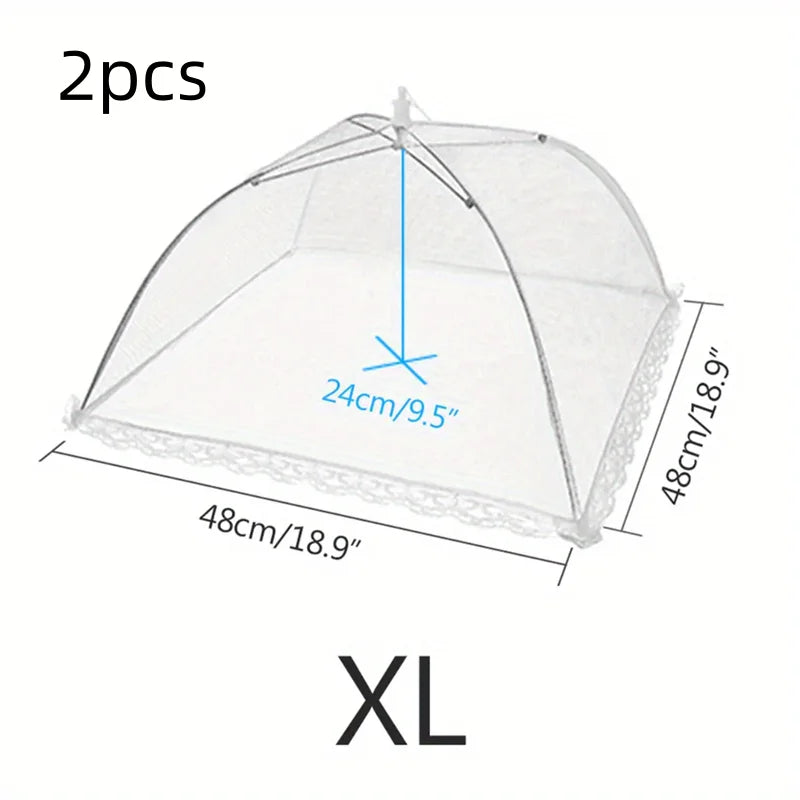 2Pcs/Foldable Dining Table Cover, Food Protection Cover, Household Dust-Proof and Mosquito-Proof Gadget