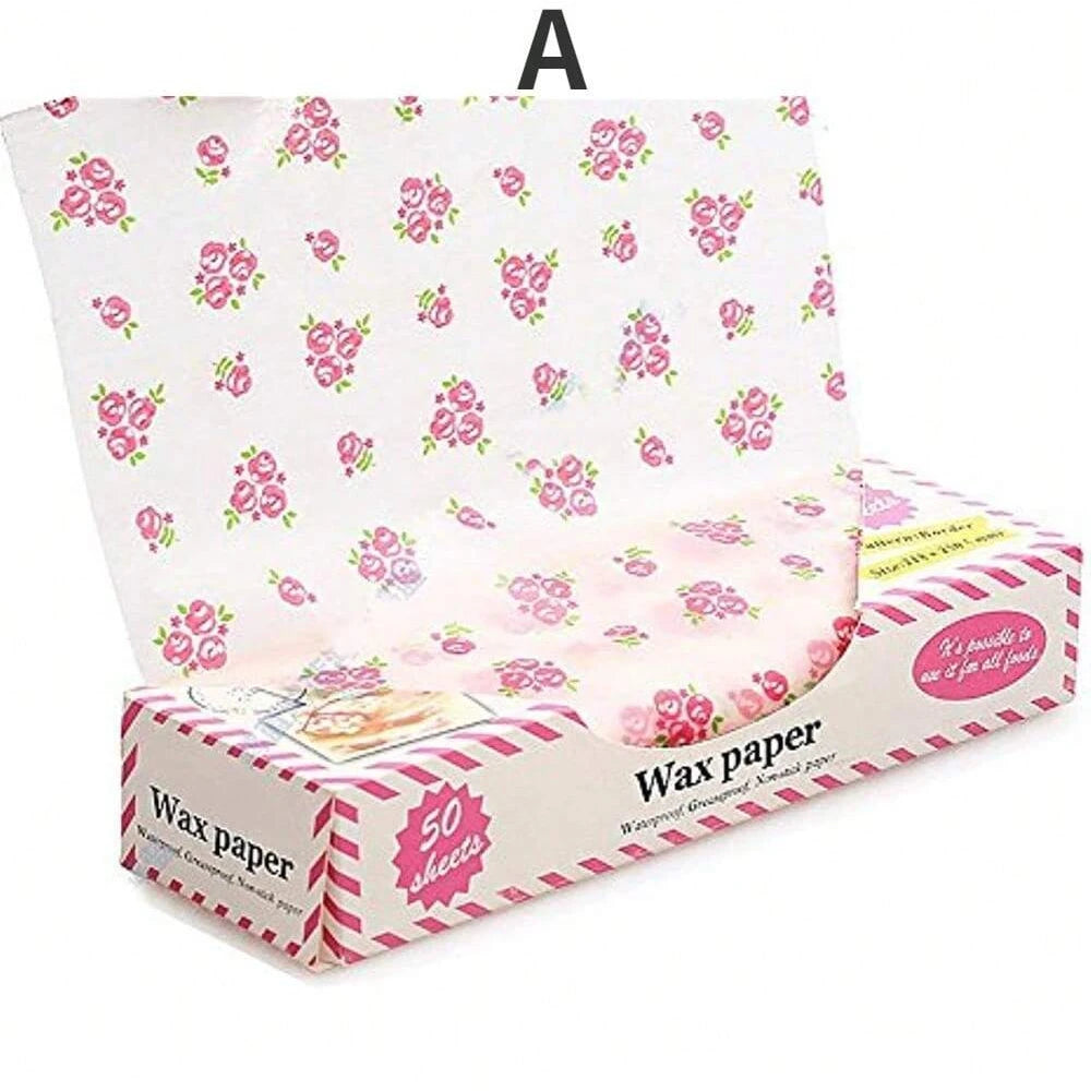 50Pcs Wax Paper Food Wrapping Paper Greaseproof Baking Soap Packaging Paper Sandwich Hamburger Food Candy Greaseproof Wax Paper