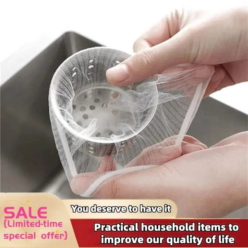 100pcs Disposable Kitchen Sink Filters 100Pack Fabric Kitchen Sink Strainers - Disposable Food Waste Catcher Bags, Easy Drain