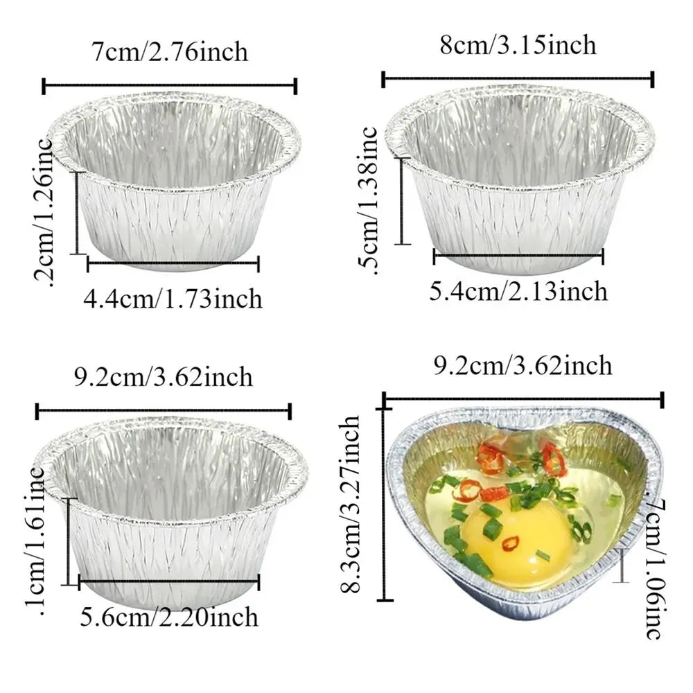 50Pcs Disposable Aluminum Tin Foil Baking Pans Non-stick Practical Baking Cup Tray Food Grade Fast Heating Cupcake Mold Cakes