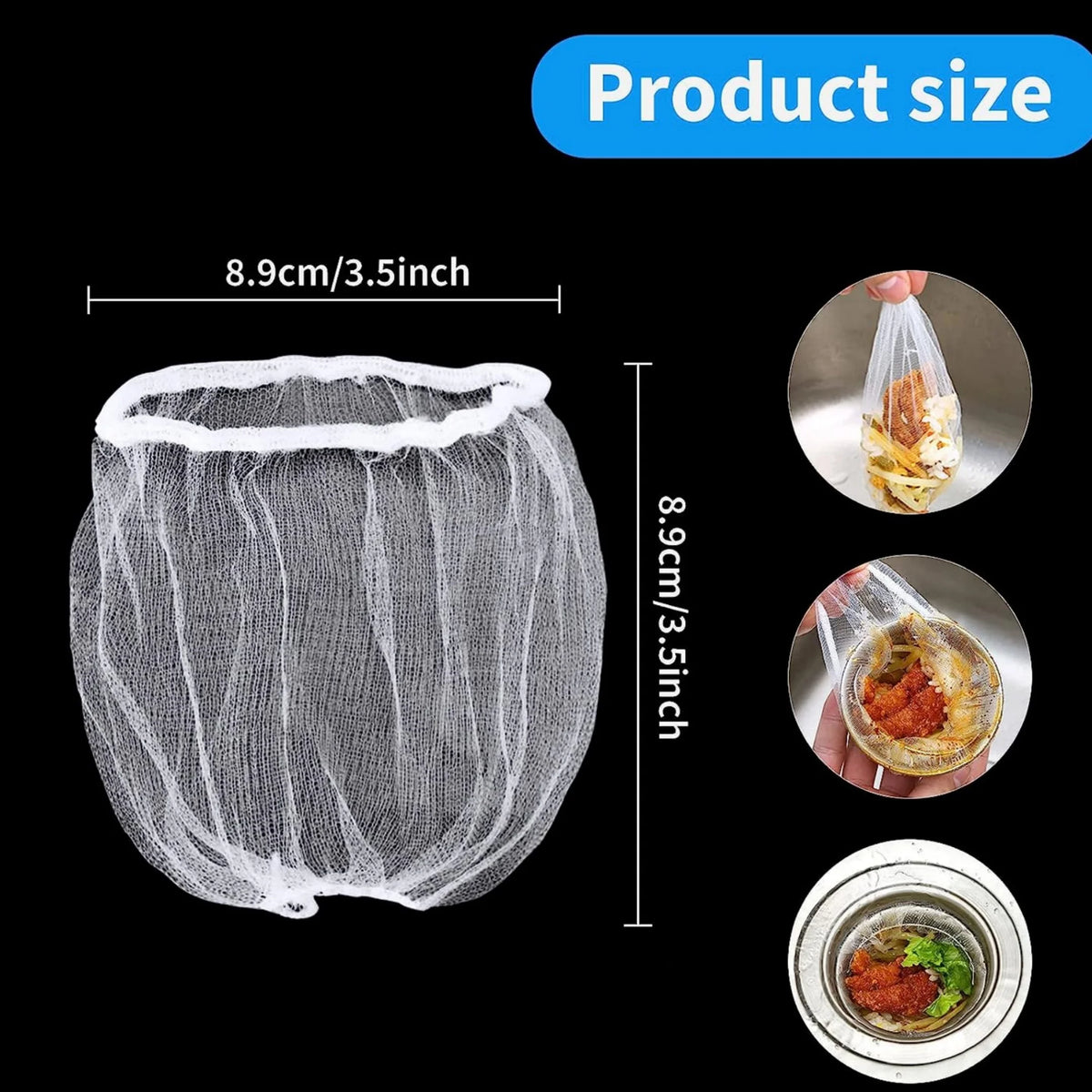 100pcs Disposable Kitchen Sink Filters 100Pack Fabric Kitchen Sink Strainers - Disposable Food Waste Catcher Bags, Easy Drain