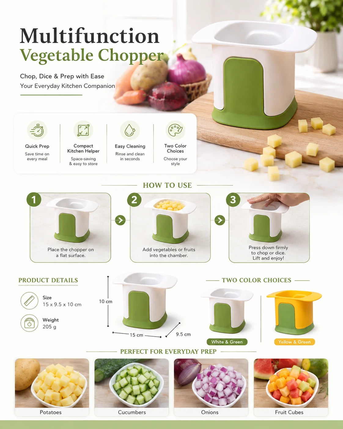Vegetable Dicer Hand Press Food Chopper Portable Slicer Cucumber Cutter for Outdoor Camping Kitchen