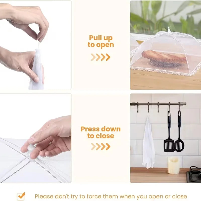 2Pcs/Foldable Dining Table Cover, Food Protection Cover, Household Dust-Proof and Mosquito-Proof Gadget
