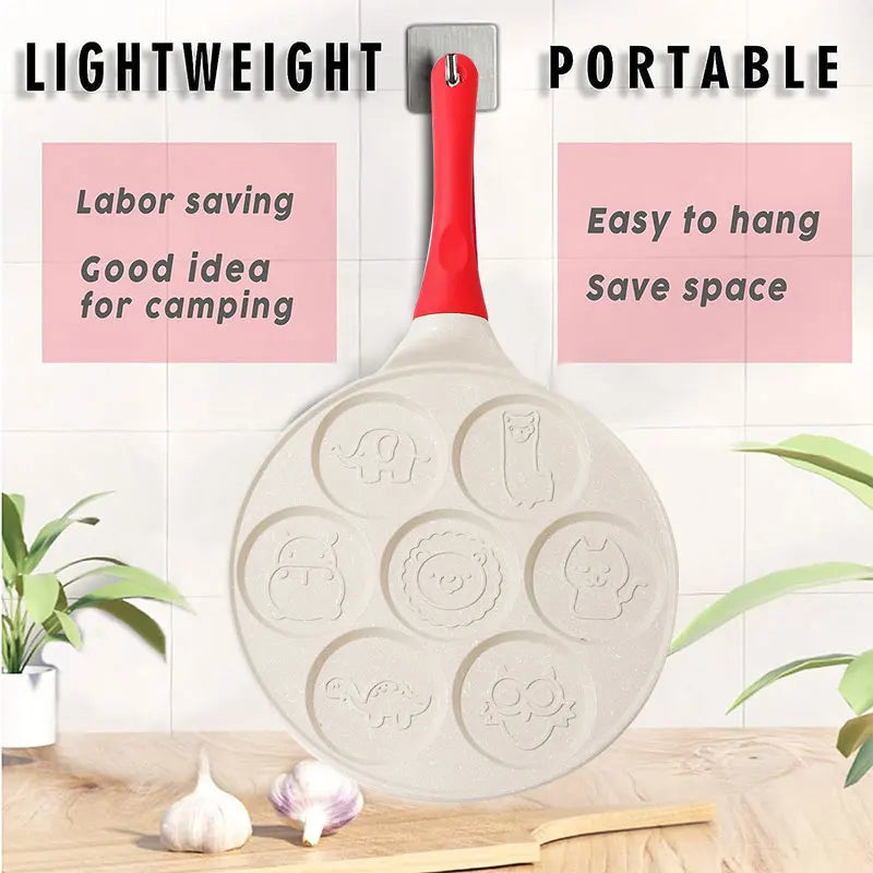 7 Cup Pancake Pan Nonstick Breakfast Griddle Dinosaur Animals Waffle Maker Pancake Mold Pan for Kids Egg Omelet Crepe Frying Pan