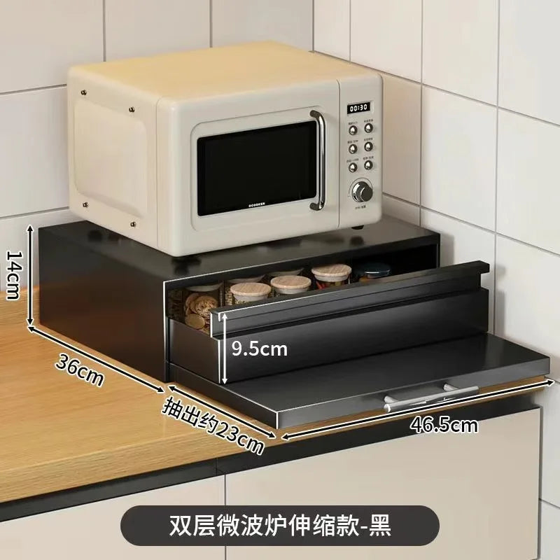 Pull-Out Kitchen Storage Rack Drawer Microwave Racks , Modern Design Organizer for Oven, Microwave, Coffee Maker Organiation