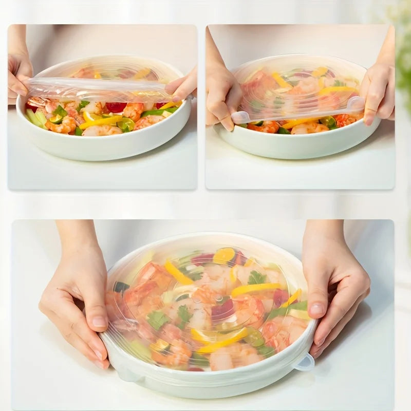 6pcs Silicone Bowl Lids, Flexible Sealed, Elastic Food Storage Covers, Reusable, Dishwasher & Microwave Safe, High-Quality